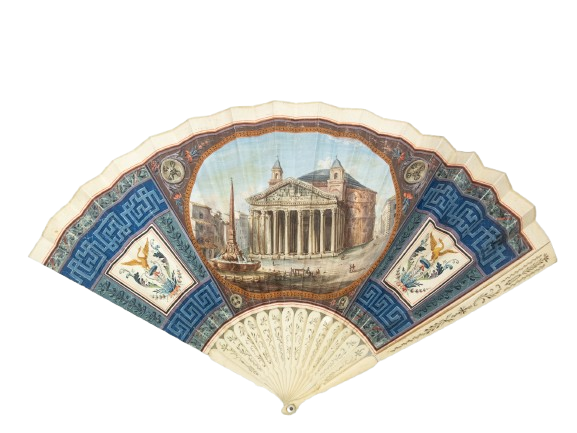Ventaglio pieghevole “Grand Tour”, con veduta di Piazza del Pantheon a Roma Italia