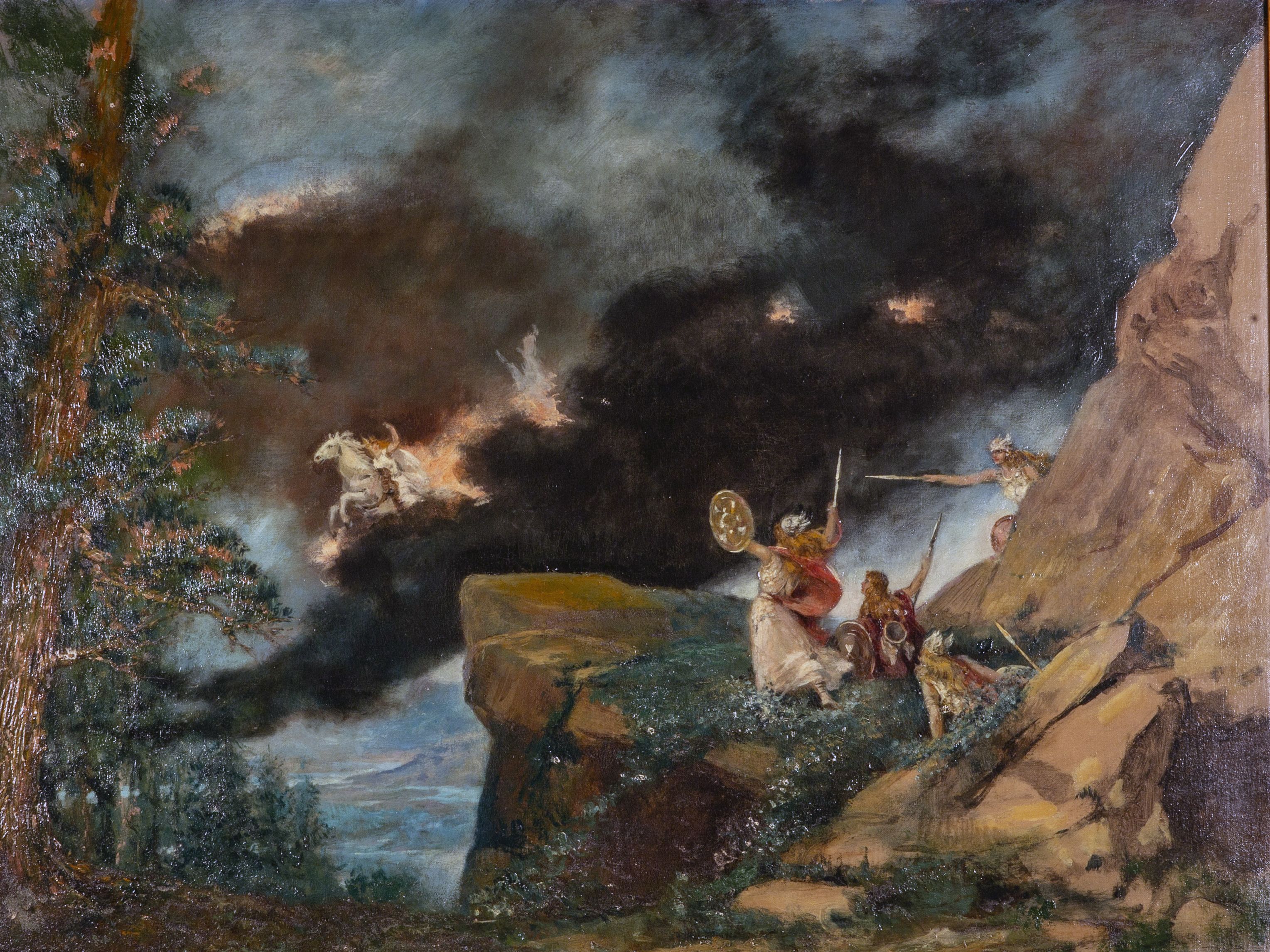 Bozzetto non realizzato di Mariano Fortuny (Granada, 1871 - Venezia, 1949) per La Walkiria di Richard Wagner. Atto III “La cavalcata delle Walkirie”.