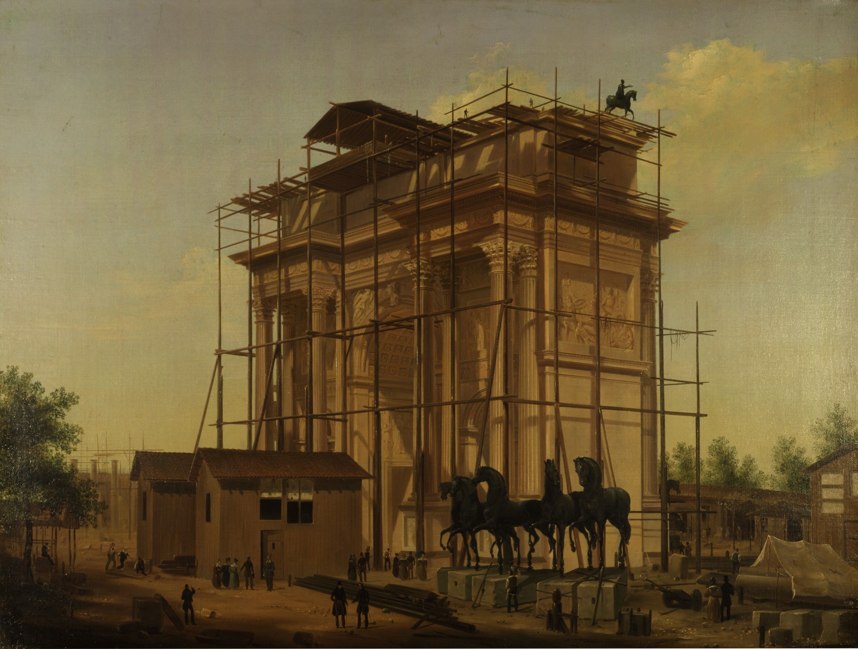 Pompeo Calvi, L’Arco della Pace in costruzione, 1837