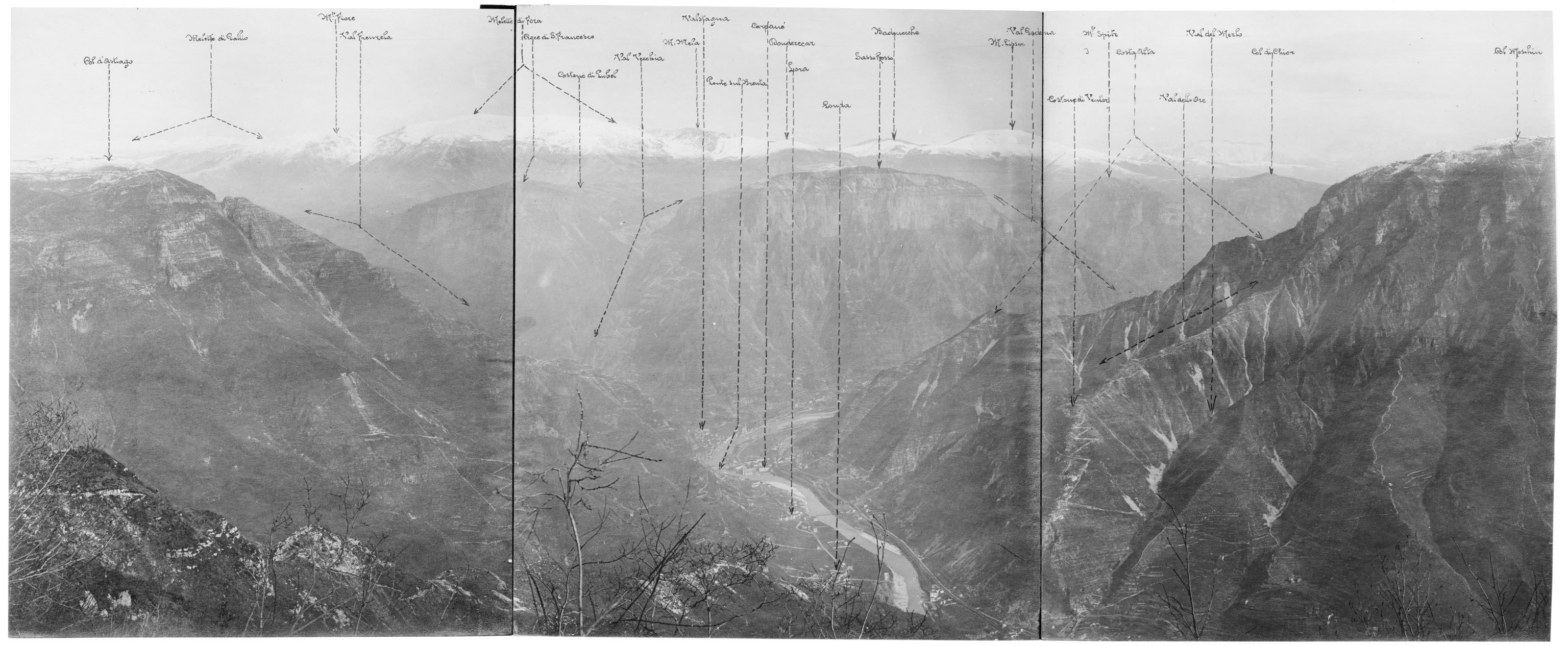 Arturo Andreoletti, Panorama da quota 1142 di Monte Campolongo, 1918